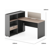 Shine-C Office Desk Metal Frame Workstation with Tall Partition Cabinet